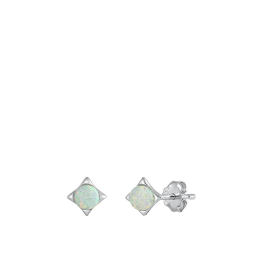 Sterling Silver Beautiful White Synthetic Opal Star Earrings 925 New