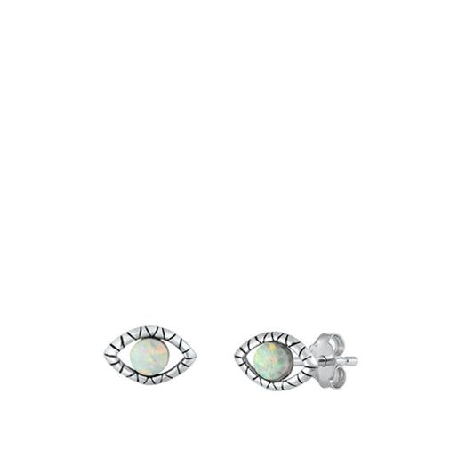 Sterling Silver Unique White Synthetic Opal Eye Fashion Earrings 925 New