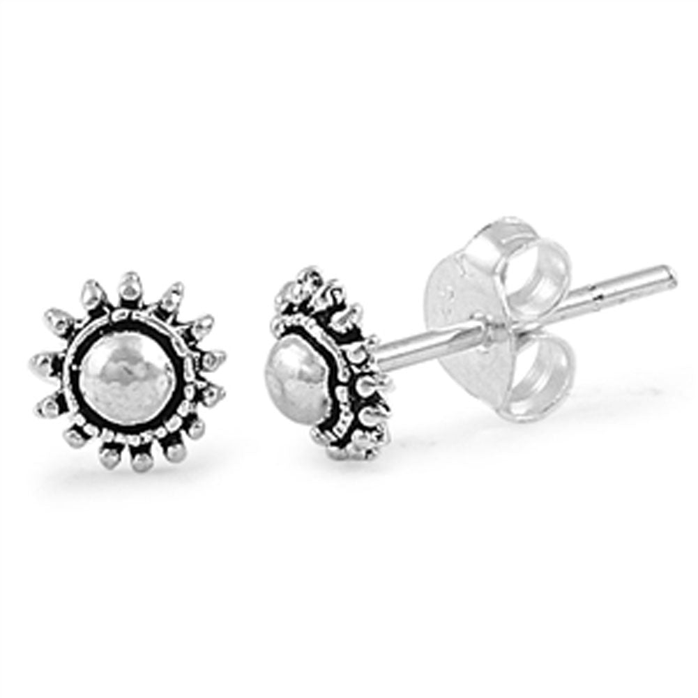 Sun Stud Earrings .925 Sterling Silver