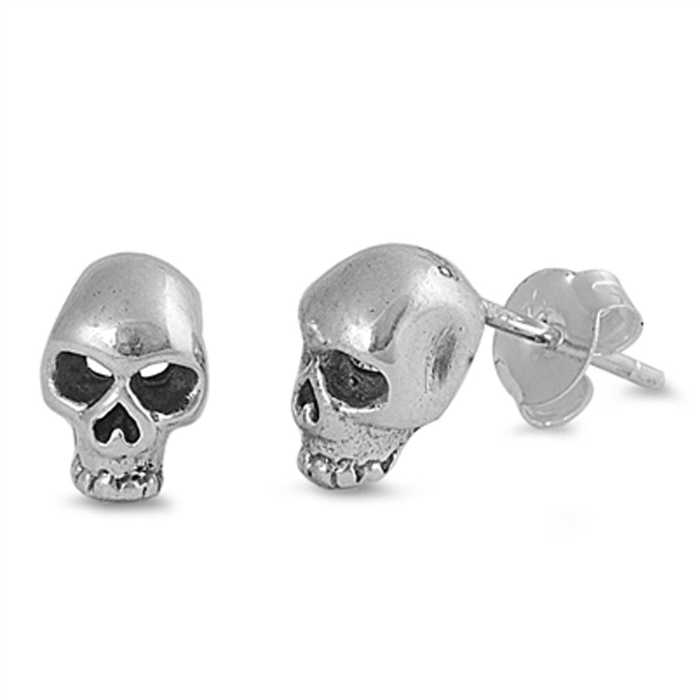 Skull Biker Stud Earrings .925 Sterling Silver