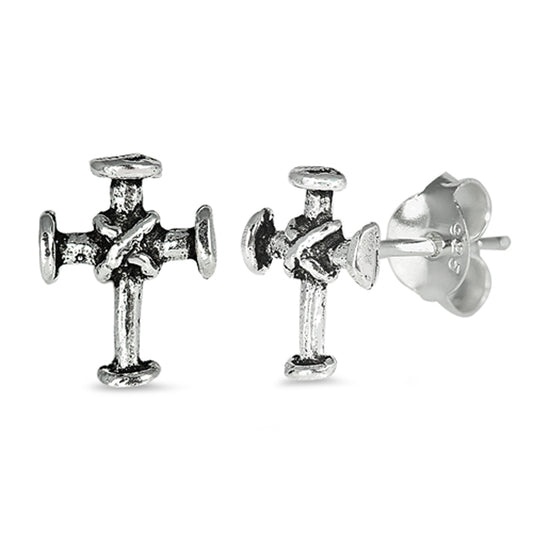 Sterling Silver Classic Rope X Pattern Knot Criss-Cross Christian Earrings 925
