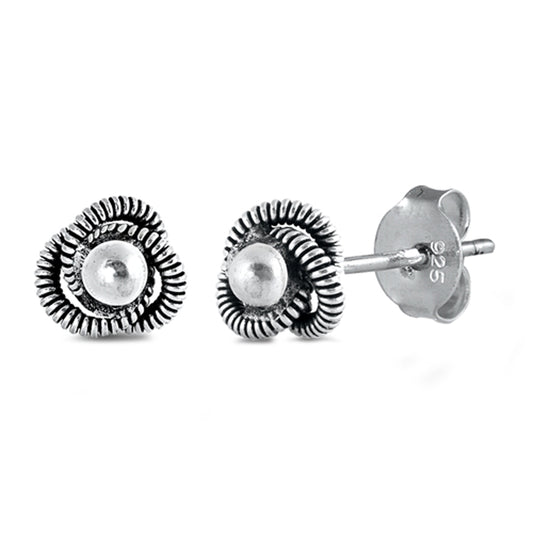 Sterling Silver Trinity Loop Knot Weave Coil Stud Earrings 925 New