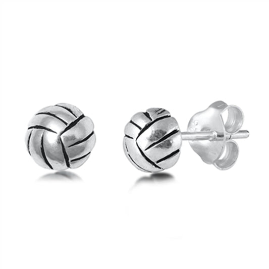 Sterling Silver Simple Volleyball Classic Sports Ball Stud Earrings
