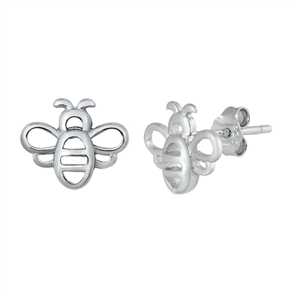 Sterling Silver Cutout Bumblebee Cute Animal Insect Bug Earrings 925 New