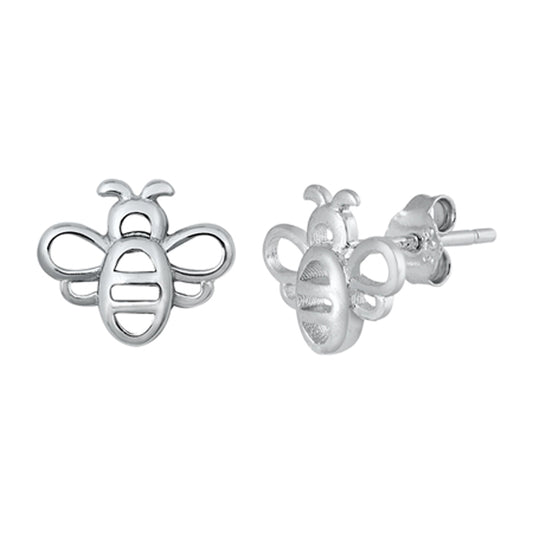 Sterling Silver Cutout Bumblebee Cute Animal Insect Bug Earrings 925 New