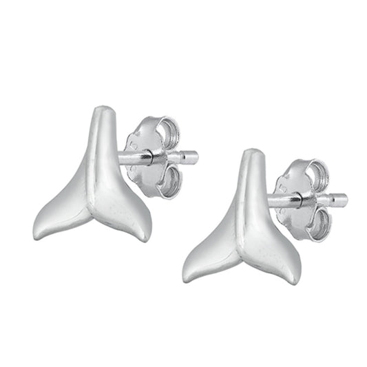 Sterling Silver Whale Tail Animal Cute Swim Ocean High Polished Earrings 925 New