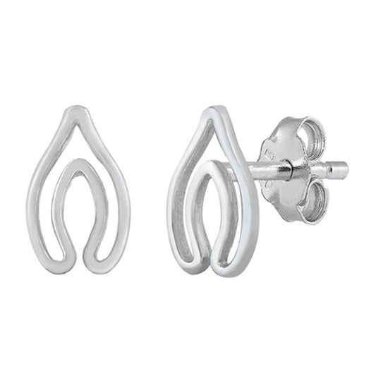Sterling Silver Wishbone Good Luck Superstition High Polished Earrings 925 New