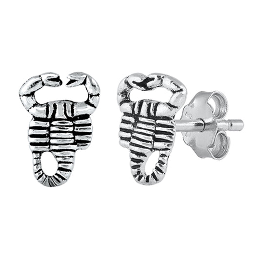 Sterling Silver Scorpion Desert Zodiac Animal Oxidized Earrings 925 New