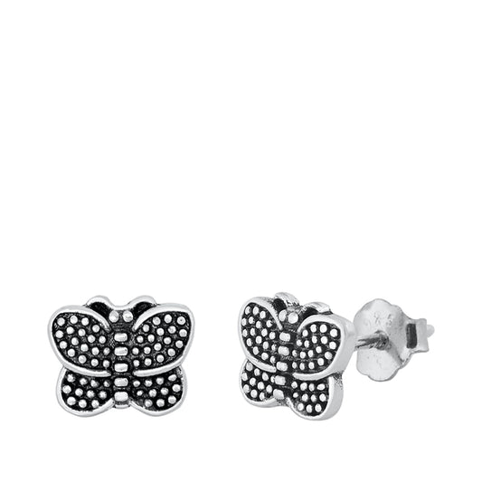Sterling Silver Oxidized Butterfly Animal Nature Garden Earrings Oxidized 925