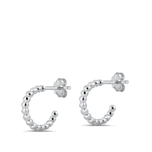 Sterling Silver Open Ball Beaded Hoop Earrings Twisted Bobble Hoop 925 New
