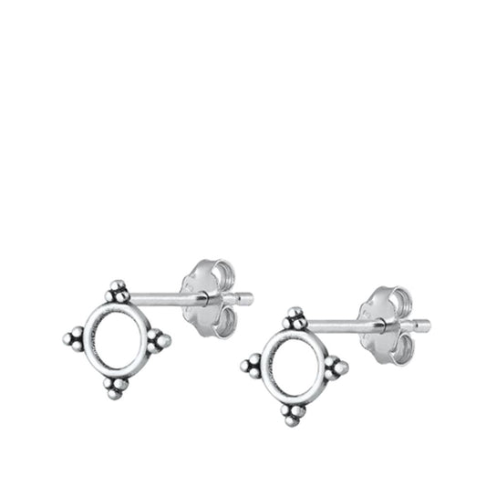 Sterling Silver Cute Bali Circle High Polished Earrings 925 New