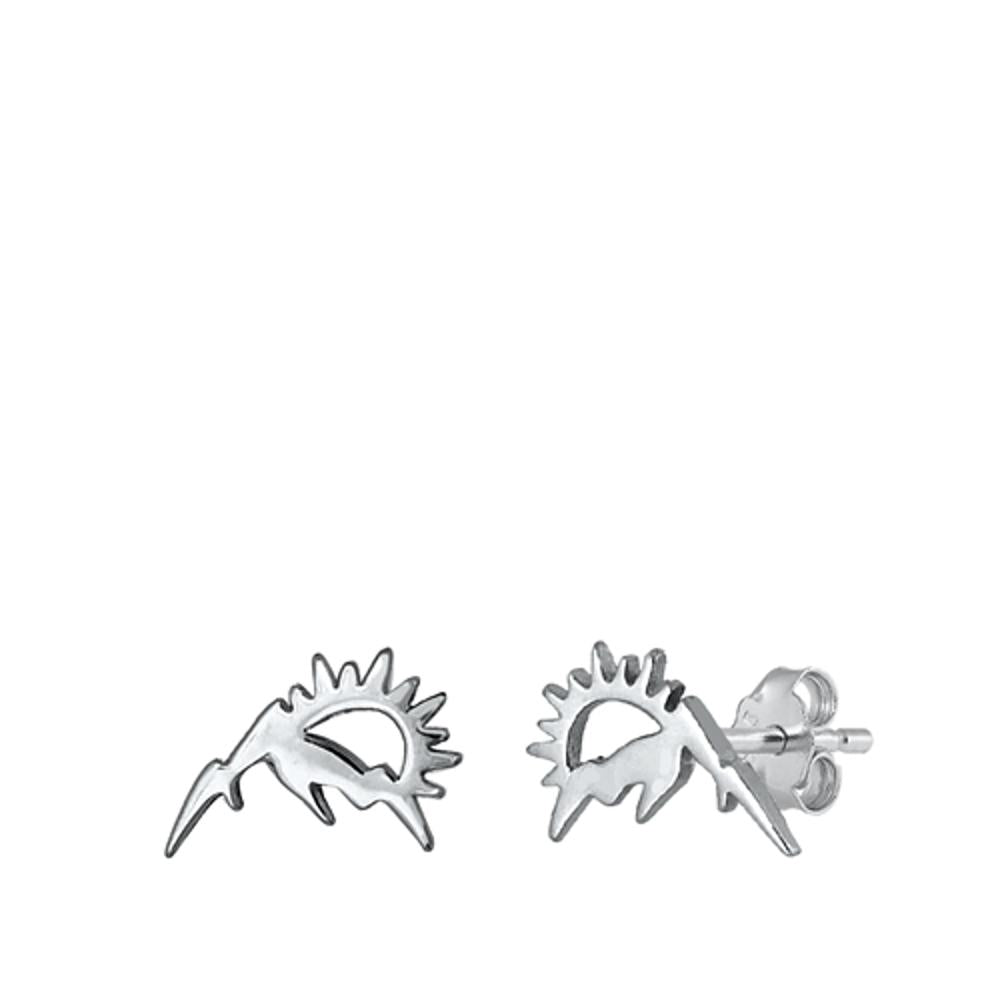 Sterling Silver Wholesale Abstract Mountain Sunrise High Polished Earrings 925