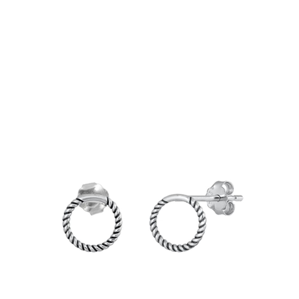 Sterling Silver Beautiful Endless Rope Hoop Circle Oxidized Earrings 925 New