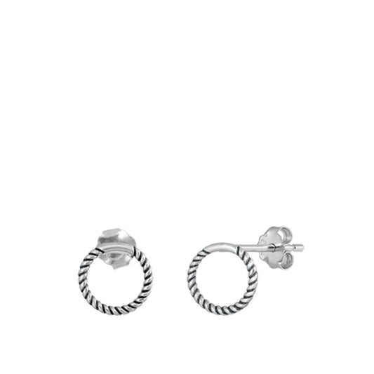 Sterling Silver Beautiful Endless Rope Hoop Circle Oxidized Earrings 925 New