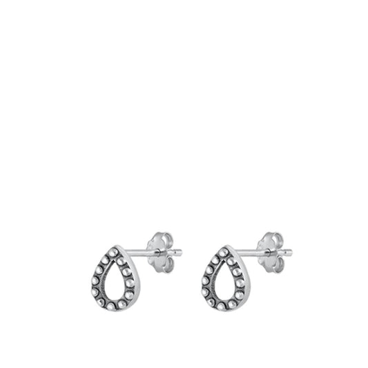 Sterling Silver Unique Granulated Oxidized Bali Teardrop Earrings 925 New
