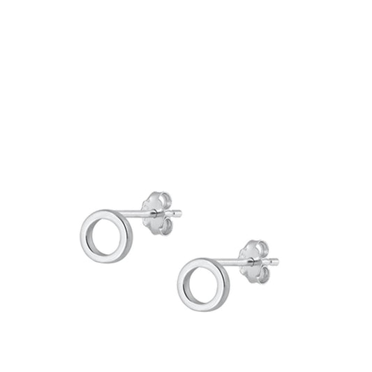Sterling Silver High Polished Initial O Stud Letter Earrings 925 New
