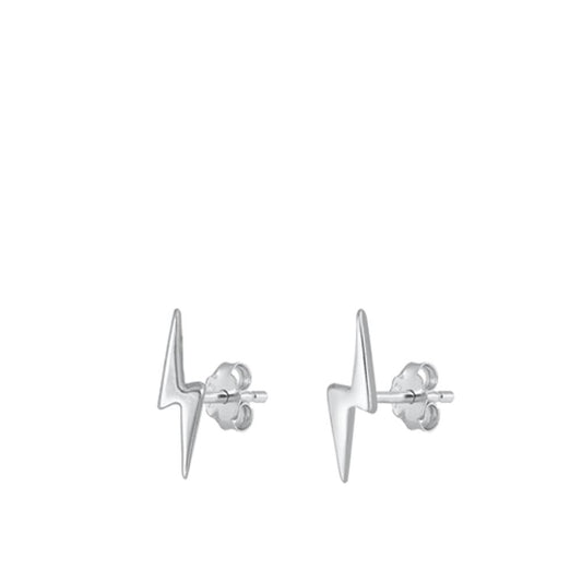 Sterling Silver High Polished Lightning Bolt Thunderstorm Earrings 925 New