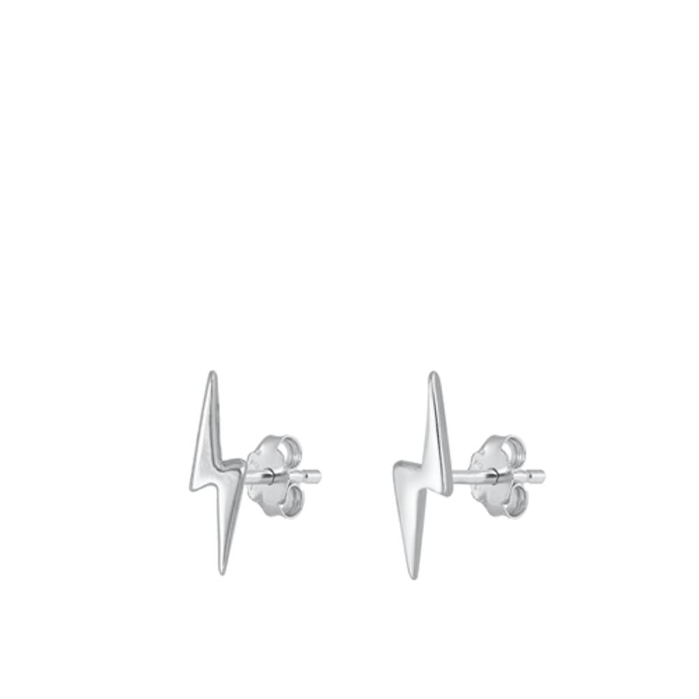 Sterling Silver High Polished Lightning Bolt Thunderstorm Earrings 925 New