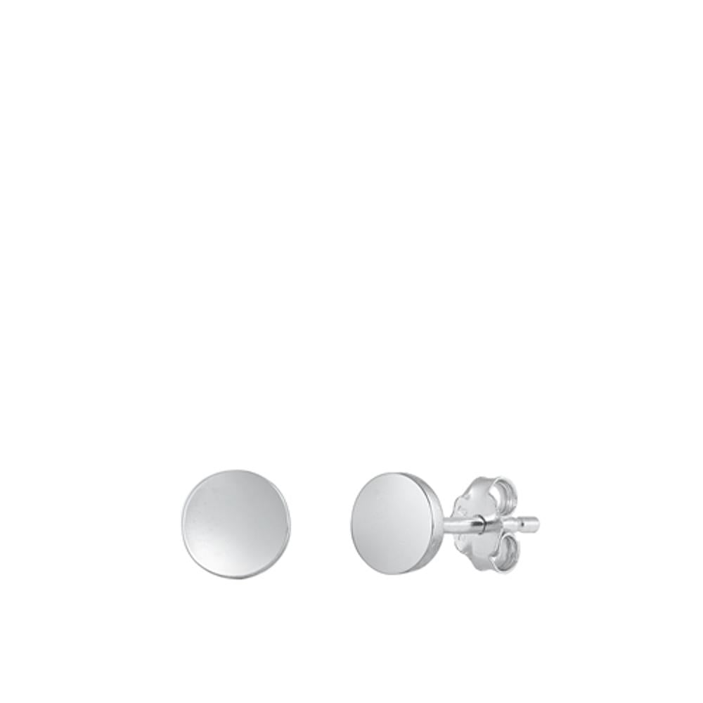 Sterling Silver Unique Simple Minimalist Circle High Polished Earrings .925 New