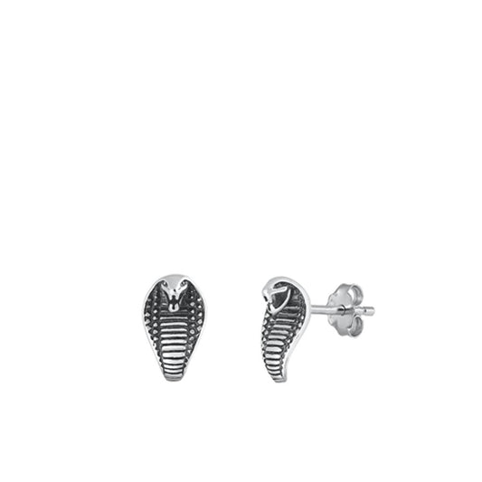 Sterling Silver Fashion Cobra Snake Oxidized High Polished Earrings .925 New