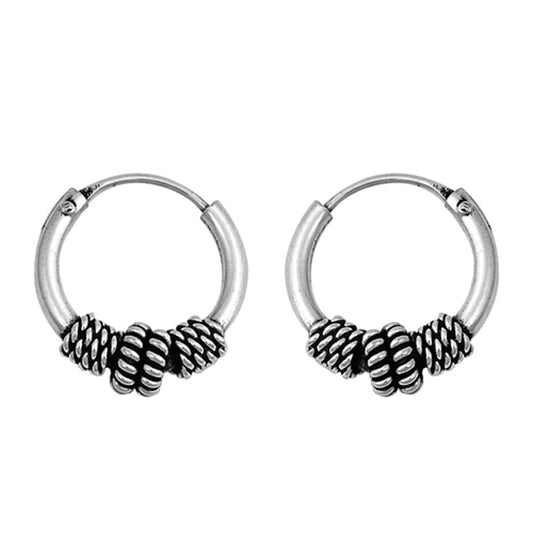 Sterling Silver Hoop Statement Rope Wrap Knot Boho Bali Style Earrings 925 New
