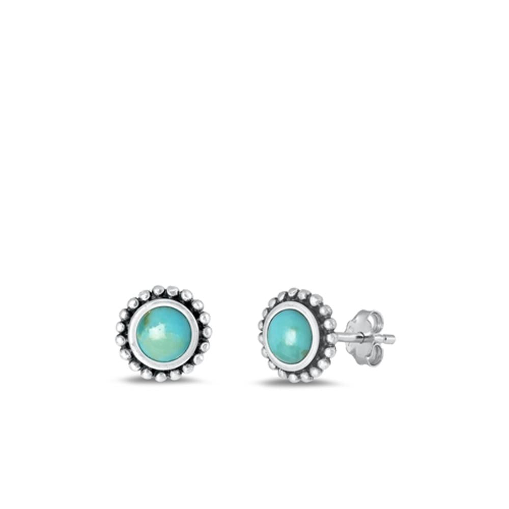 Sterling Silver Cute Wholesale Turquoise High Polished Stud Earrings .925 New