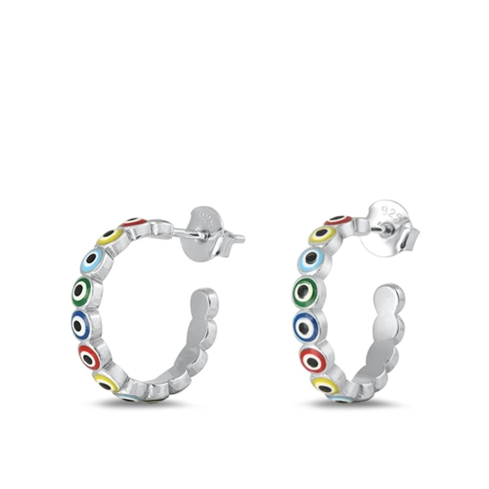 Sterling Silver High Polished Colorful Mother of Pearl Fashion Earrings .925 New