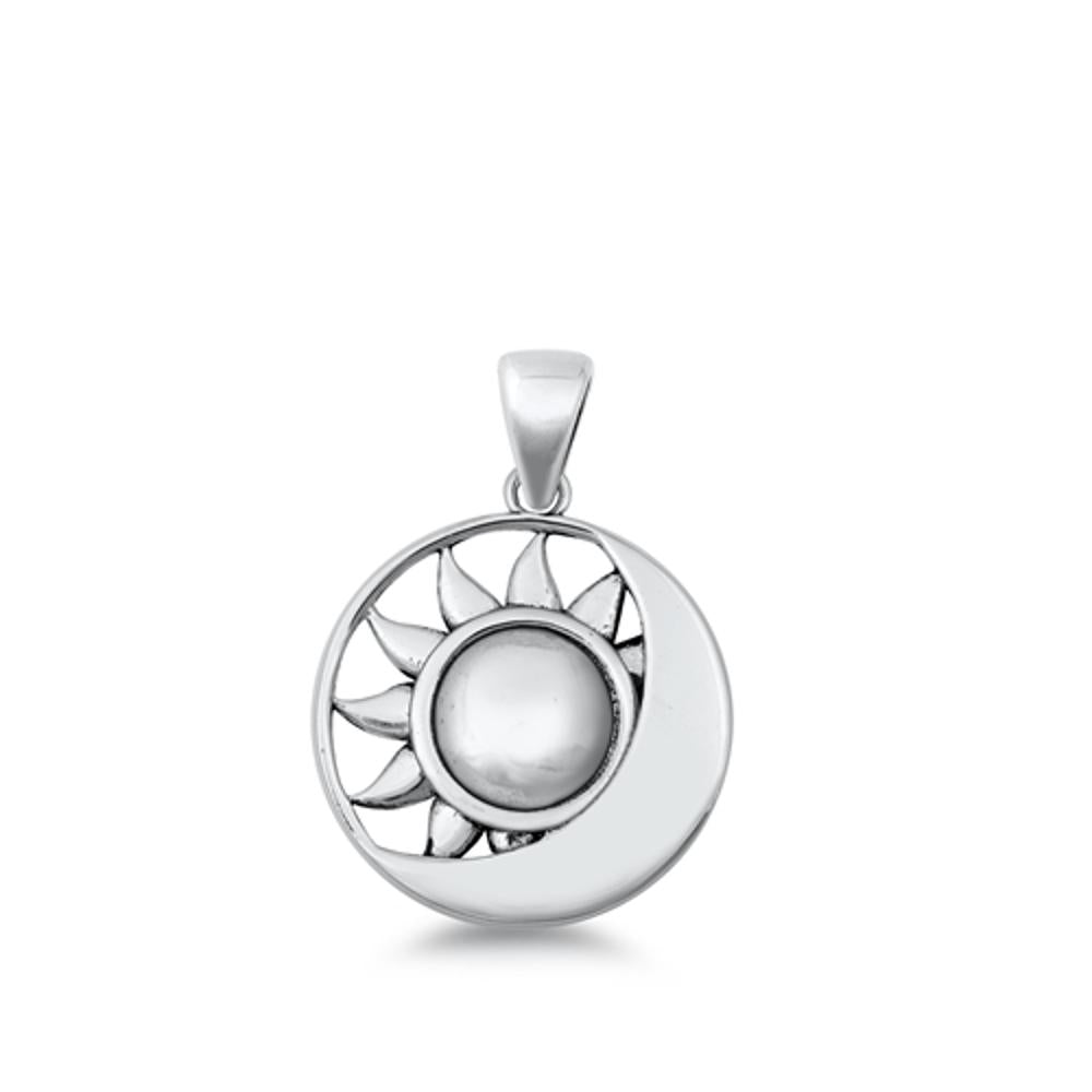 Sterling Silver Unique Sun & Moon Pendant Day Night Harmony Charm 925 New