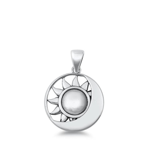 Sterling Silver Unique Sun & Moon Pendant Day Night Harmony Charm 925 New