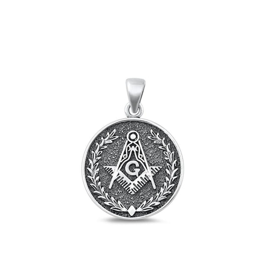 Sterling Silver Oxidized Masonic Freemanson Pendant Medallion Charm .925 New