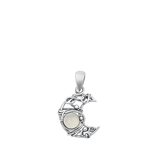 Sterling Silver Polished Moonstone Pendant Moon Wrap Bali Charm 925 New