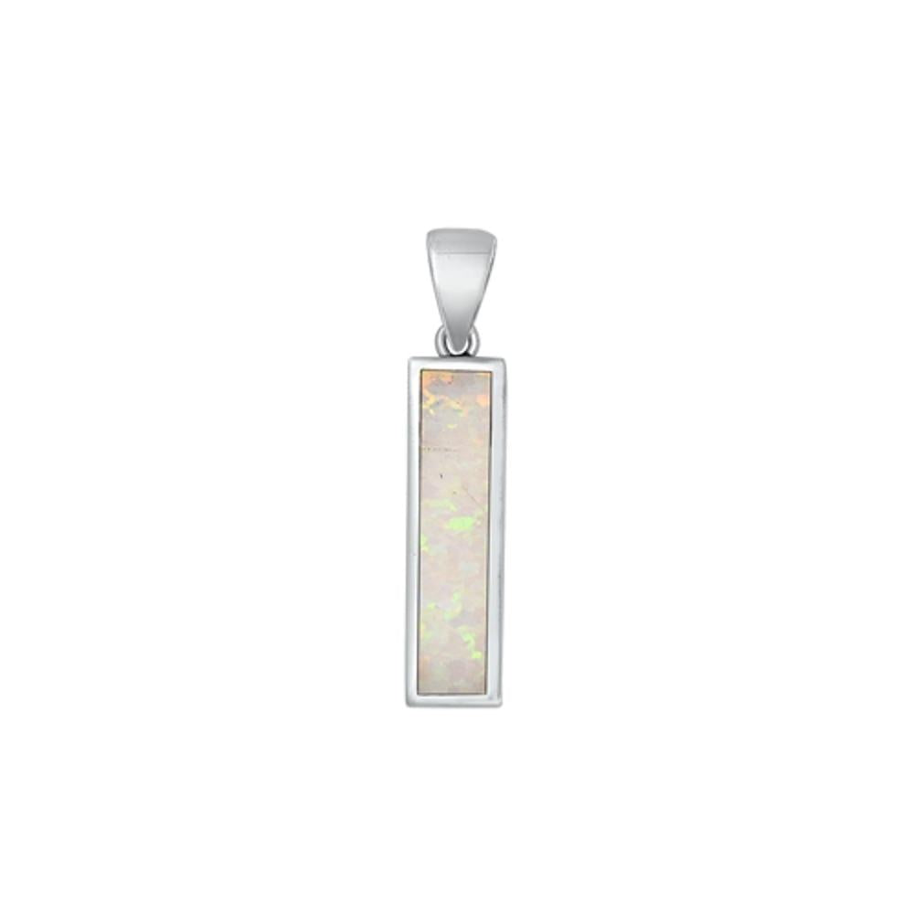 Sterling Silver Cute White Synthetic Opal Pendant High Polished Charm .925 New