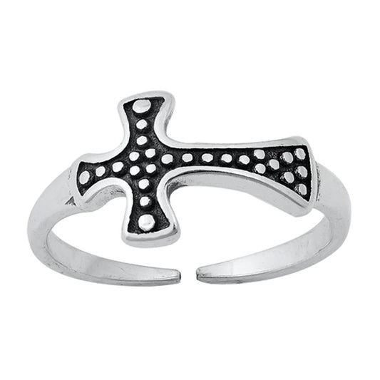 Sterling Silver Oxidized Promise Sideway Cross Band Bali Toe Midi Ring 925 New