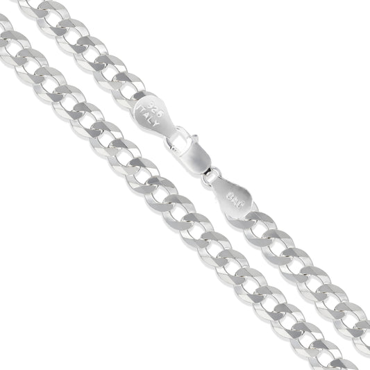 Men's 5.2mm Solid .925 Sterling Silver Flat Curb Chain Link Italy Necklace