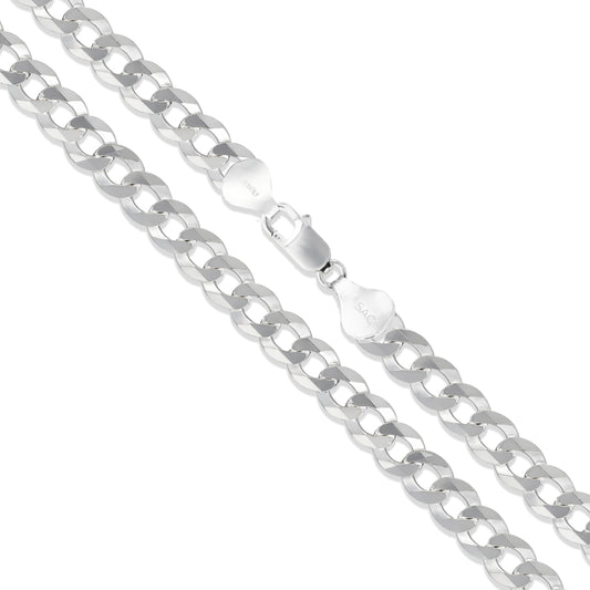 Men's 6.7mm Solid .925 Sterling Silver Flat Curb Chain Link Italy Necklace
