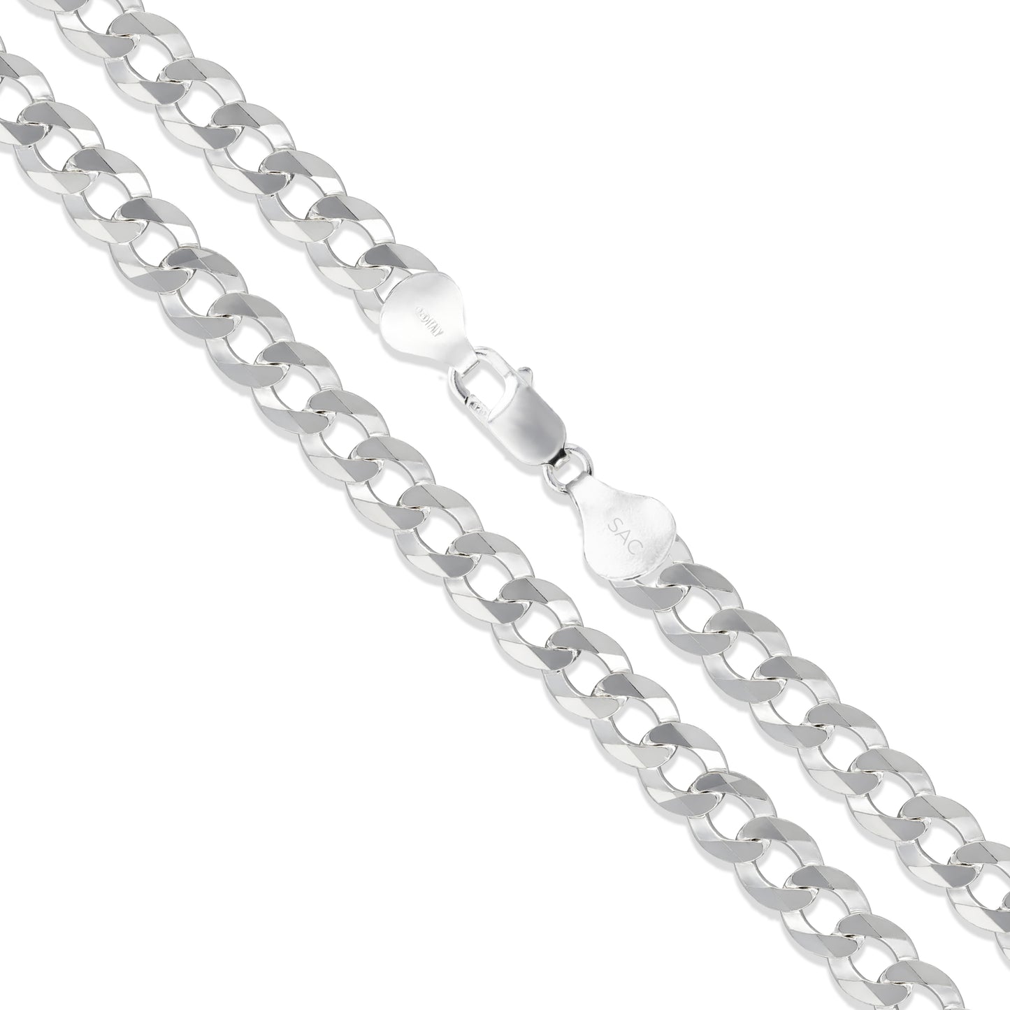 Men's 7.9mm Solid .925 Sterling Silver Flat Curb Chain Link Italy Necklace