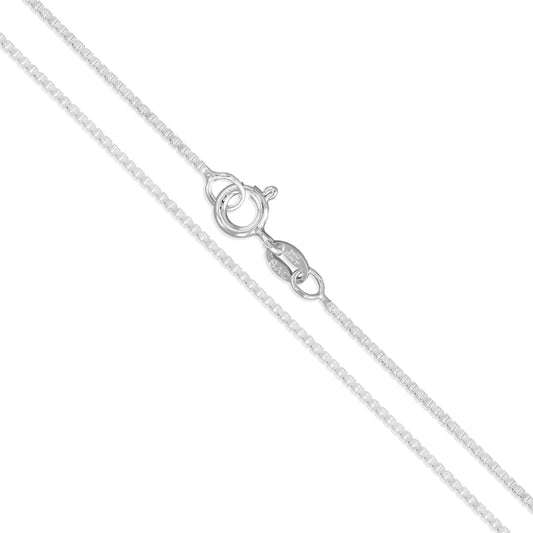 Sterling Silver Box Chain 1mm Genuine Solid 925 Italy Classic New Necklace