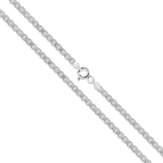 Sterling Silver Box Chain 2.4mm Genuine Solid 925 Italy Classic New Necklace