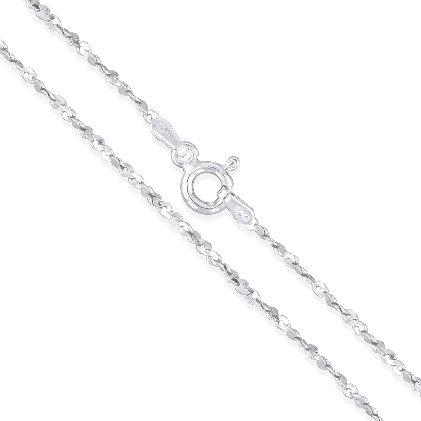 Sterling Silver Serpentine Twist Rope Chain 1.2mm Solid 925 Italy Necklace