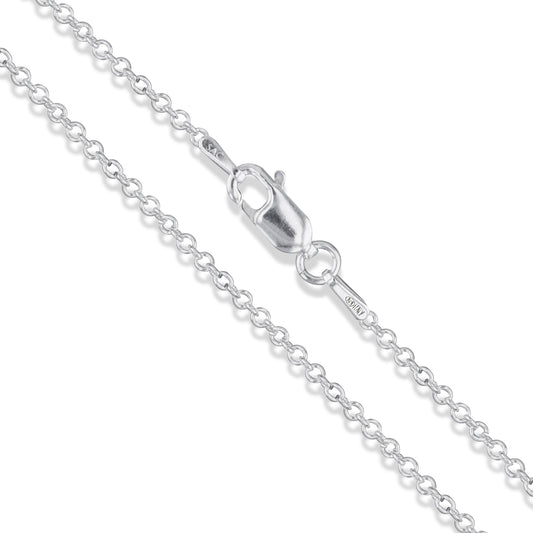 Sterling Silver Rolo Chain 2.1mm Solid 925 Italian Round Cable Chain Necklace