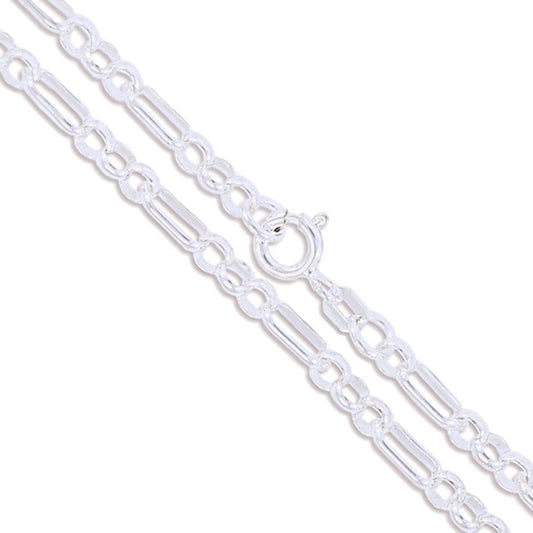 Sterling Silver Ralt Rolo Chain 3.4mm Solid 925 Italy Figure Eight Necklace