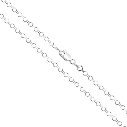 Sterling Silver Cable Chain 2.9mm Solid 925 Rolo Link Lobster Claw Clasp Strong Necklace