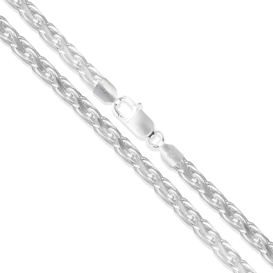 Sterling Silver Diamond-Cut Wheat Chain 2.7mm Solid 925 New Spiga Necklace