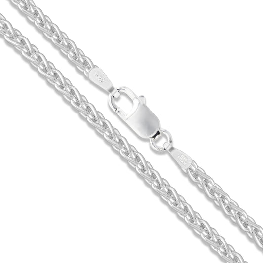 Sterling Silver Wheat Chain 2.6mm Soild 925 Italy New Foxtail Spiga Necklace