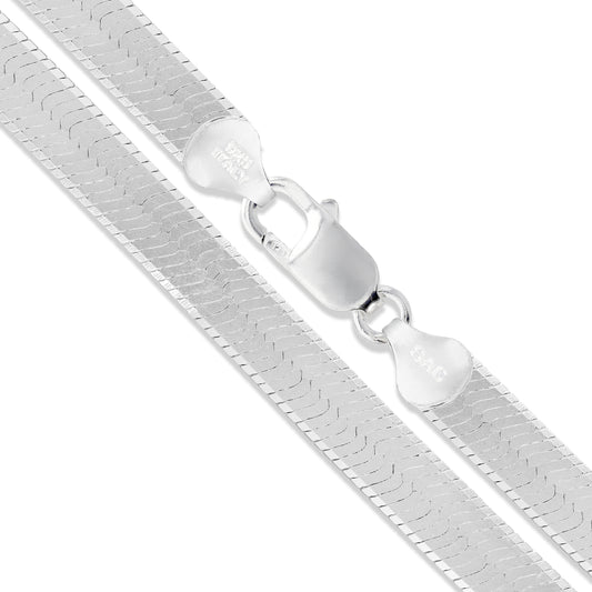 Sterling Silver Flexible Herringbone Necklace 5.5mm Solid 925 Italian Chain