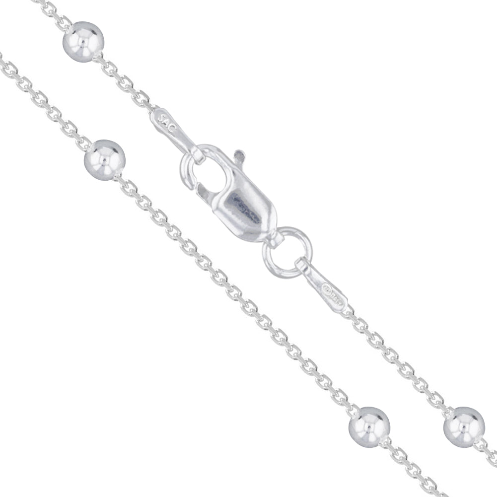 Sterling Silver Bead Cable Chain 1.2mm Solid 925 Italy Rolo Link New Necklace