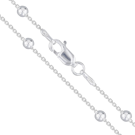 Sterling Silver Bead Cable Chain 1.2mm Solid 925 Italy Rolo Link New Necklace