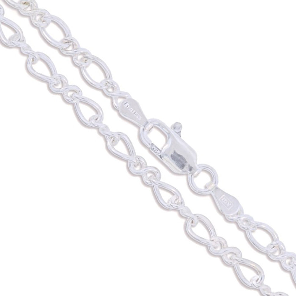 Sterling Silver Figaro Eight Link Chain 3.8mm Solid 925 Italy Rolo Necklace