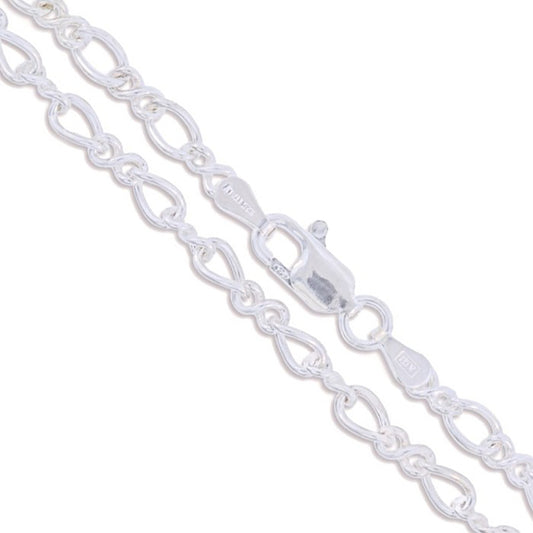 Sterling Silver Figaro Eight Link Chain 3.8mm Solid 925 Italy Rolo Necklace