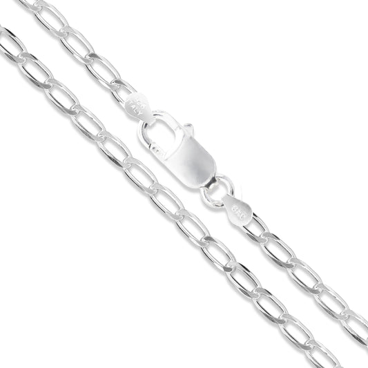 Sterling Silver Diamond-Cut Long Curb Chain 3mm Solid 925 Italy New Necklace